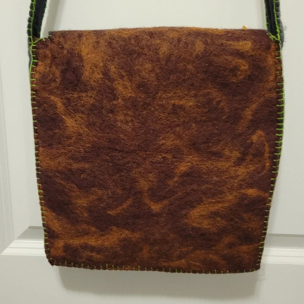 Rising Tide Felted Wool Crossbody Bag Floral Funky Boho Cottagecore